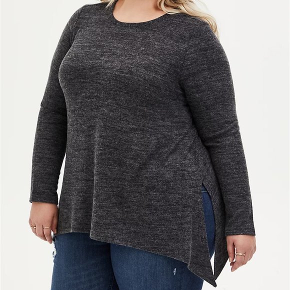 Torrid 1 Super Soft Plush Black Lattice Back Tee